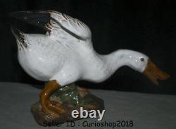 11.2 Old Chinese Wucai Porcelain Pottery Animal goose goosey Statue Sculpture