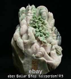 11.2 Top Chinese Natural Dushan Jade Carving Mountain Tree Shakyamuni Statue