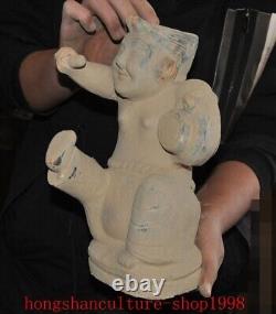 11.2 old chinese temple Tang Sancai Pottery play drum people Hu Man statue