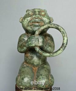 11.2 unique Antique Chinese Bronze Ware Dynasty Terra cotta figures Statue Pair