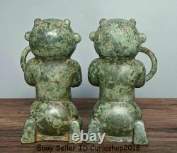 11.2 unique Antique Chinese Bronze Ware Dynasty Terra cotta figures Statue Pair