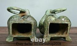 11.2 unique Antique Chinese Bronze Ware Dynasty Terra cotta figures Statue Pair