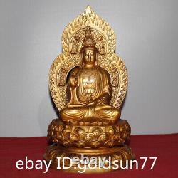 11.4Collecting Chinese antiques bronze gilt Guanyin Bodhisattva Buddha statue