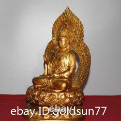 11.4Collecting Chinese antiques bronze gilt Guanyin Bodhisattva Buddha statue