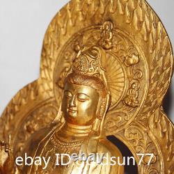 11.4Collecting Chinese antiques bronze gilt Guanyin Bodhisattva Buddha statue