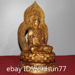 11.4Collecting Chinese antiques bronze gilt Guanyin Bodhisattva Buddha statue