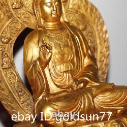 11.4Collecting Chinese antiques bronze gilt Guanyin Bodhisattva Buddha statue