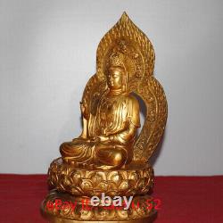 11.4Rare Chinese antiques Pure copper gilded Guanyin Bodhisattva Buddha statue