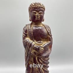 11.4'' Chinese Old Antique Amber Buddha Figure Statue Netsuke