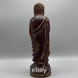 11.4'' Chinese Old Antique Amber Buddha Figure Statue Netsuke