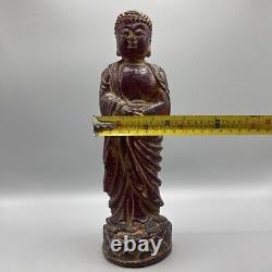 11.4'' Chinese Old Antique Amber Buddha Figure Statue Netsuke