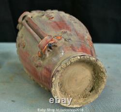 11.6 Antique Old Chinese Tang Sancai Yellow Pottery Dynasty Flower Bottle Vase