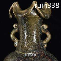 11.6 Old Chinese Song Dynasty Jun kiln Porcelain carving double ear bottle