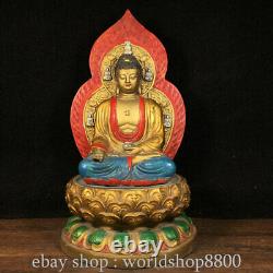 11.6 Xuande marked Old Chinese copper coloured drawing Shakyamuni statue