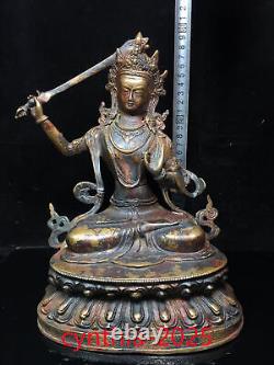 11.8Chinese Old antiques Handmade Pure copper Manjusri Bodhisattva Buddha