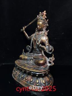 11.8Chinese Old antiques Handmade Pure copper Manjusri Bodhisattva Buddha