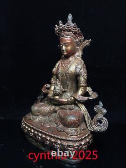 11.8Old Chinese antiques Pure copper gilding Handmade Longevity Buddha statue