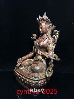 11.8Old Chinese antiques Pure copper gilding Handmade Tara Buddha Buddha statue