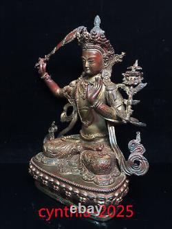 11.8Rare Chinese antiques Pure copper gilding Manjusri Bodhisattva Buddha statu