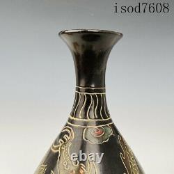 11.8antique Chinese Song dynasty Cizhou kiln Add color Dragon pattern bottle