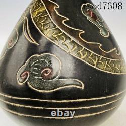 11.8antique Chinese Song dynasty Cizhou kiln Add color Dragon pattern bottle