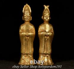 11 Old Chinese Bronze 24K Gold Gilt Dynasty Human Emperor Coffin Statue Set