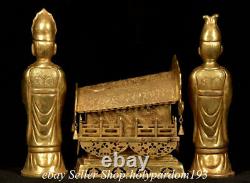 11 Old Chinese Bronze 24K Gold Gilt Dynasty Human Emperor Coffin Statue Set