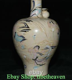 11 Old Chinese Dynasty White Wucai Porcelain Fairy Maiden Flower Bottle Pot