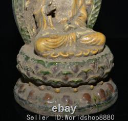 11 antique Chinese Tang Sancai Pottery Porcelain Guan Yin Boddhisattva statue