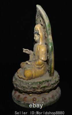 11 antique Chinese Tang Sancai Pottery Porcelain Guan Yin Boddhisattva statue