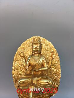 12Chinese Old antiques Pure copper gilding Peacock Ming King Buddha statue