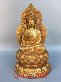 12Chinese Old antiques Pure copper gilding Tibetan king Bodhisattva Buddha