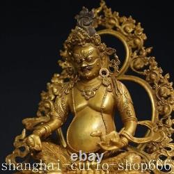 12Chinese old Temple Tibetan Buddhism bronze gilt Yellow Jambhala Buddha statue