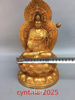 12.2Chinese Old antiques Pure copper gilding Guanyin Bodhisattva Buddha statue