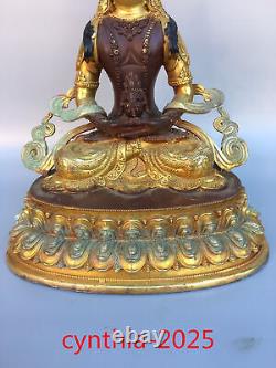 12.2Old Chinese antiques Handmade Pure copper gilding Longevity Buddha statue