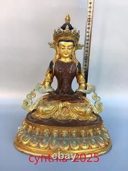 12.2Old Chinese antiques Handmade Pure copper gilding Longevity Buddha statue