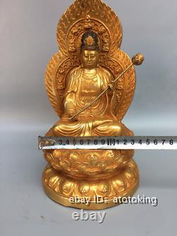 12.2 Chinese antiques Pure copper Gold plated Guanyin Bodhisattva Buddha statue