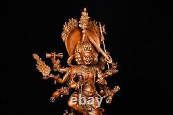 12.2 Collection Chinese Box-wood Carving Buddhism Trailokyavijaya Statue