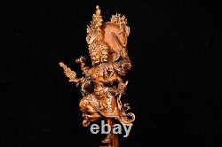 12.2 Collection Chinese Box-wood Carving Buddhism Trailokyavijaya Statue