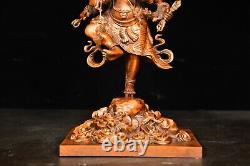 12.2 Collection Chinese Box-wood Carving Buddhism Trailokyavijaya Statue