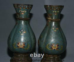 12.2 Marked Old Chinese Cloisonne Bronze Dynasty Dragon Beast Bottle Vase Pair