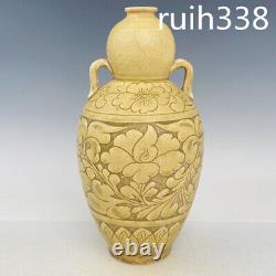12.2 Old Chinese Song dynasty Cizhou kiln Floral pattern bilineal gourd bottle