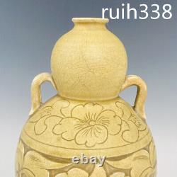 12.2 Old Chinese Song dynasty Cizhou kiln Floral pattern bilineal gourd bottle
