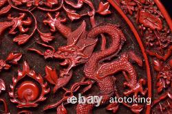 12.4 Chinese antiques lacquerware Double dragon pattern lettering plate