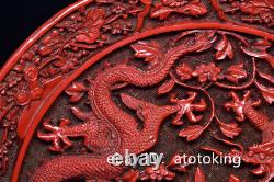 12.4 Chinese antiques lacquerware Double dragon pattern lettering plate