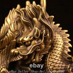 12.4 Old Chinese Copper Brass Fengshui God Beast Dragon Phoenix Statue