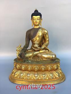 12.5Chinese Old antiques Pure copper gilding statue of Sakyamuni Buddha