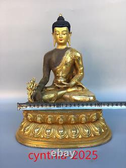 12.5Chinese Old antiques Pure copper gilding statue of Sakyamuni Buddha