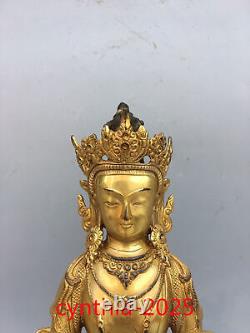 12.5Chinese Old antiques Tibet Buddhism Pure copper Longevity Buddha statue
