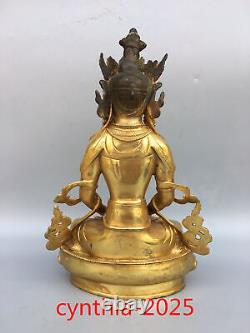 12.5Chinese Old antiques Tibet Buddhism Pure copper Longevity Buddha statue